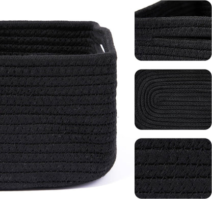 Small Storage Baskets for Organizing | Closet Organizer Bins | Shelf Toy Basket | Woven Rope