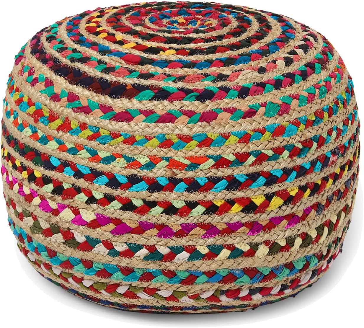 REDEARTH · Round Pouf Ottoman - Braided Boho Poof Home Décor Pouffe Accent Sitting Circular Foot