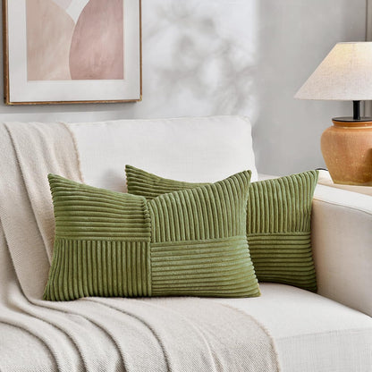Fancy Homi 2 Packs Moss Green Lumbar Decorative Throw Pillow Covers 14x24 Inch for Couch Bed