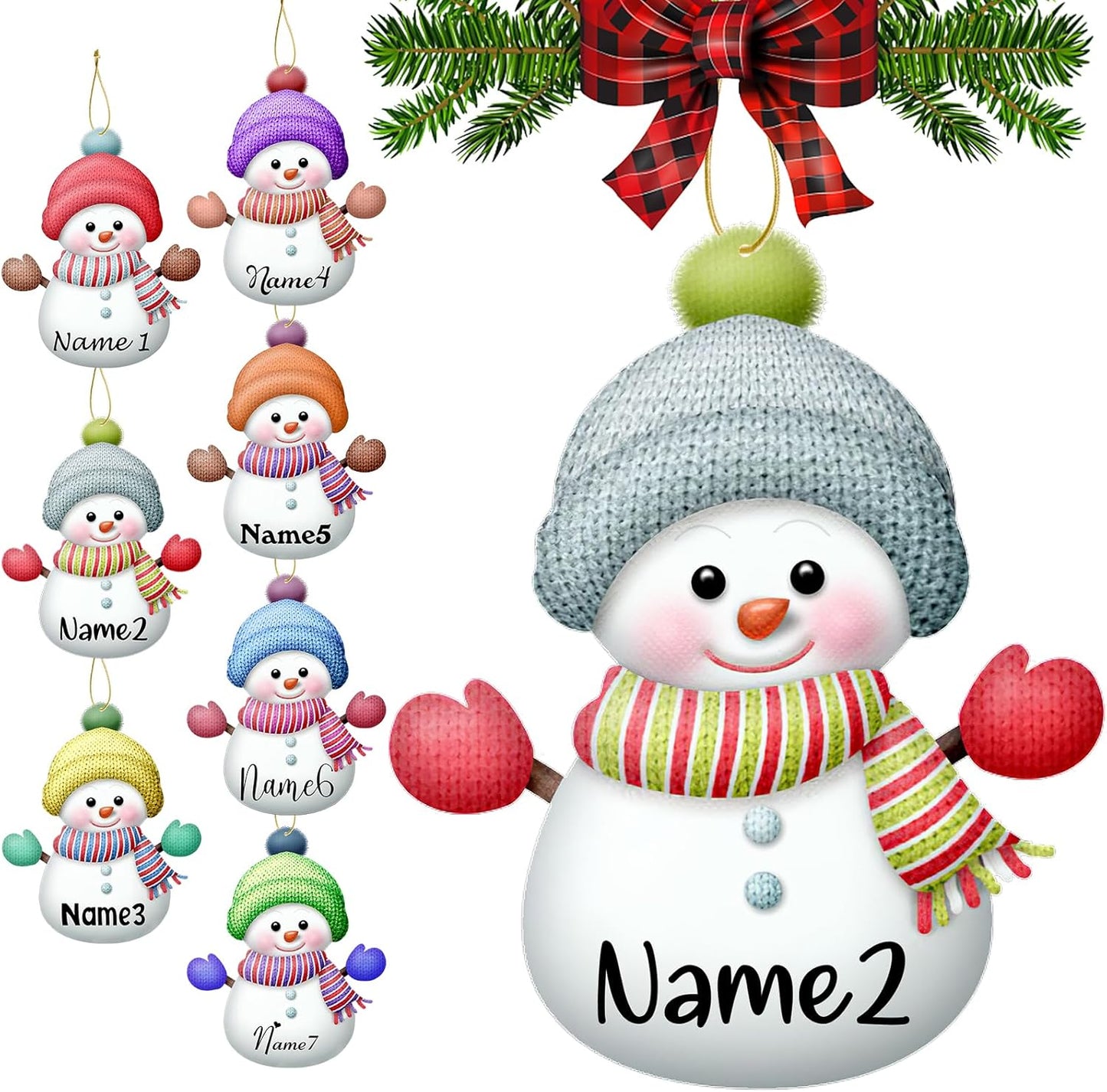Personalized Christmas Ornaments with Names Snowman Custom Family Ornament Customized Xmas Tree