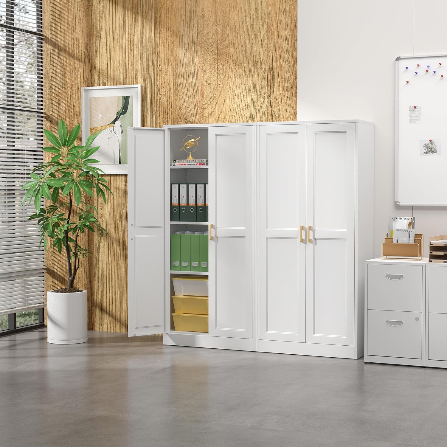 Kitchen Cabinet Storage,60”Metal Pantry Cabinet with Doors and 3 Adjustable Shelves,Food Pantry