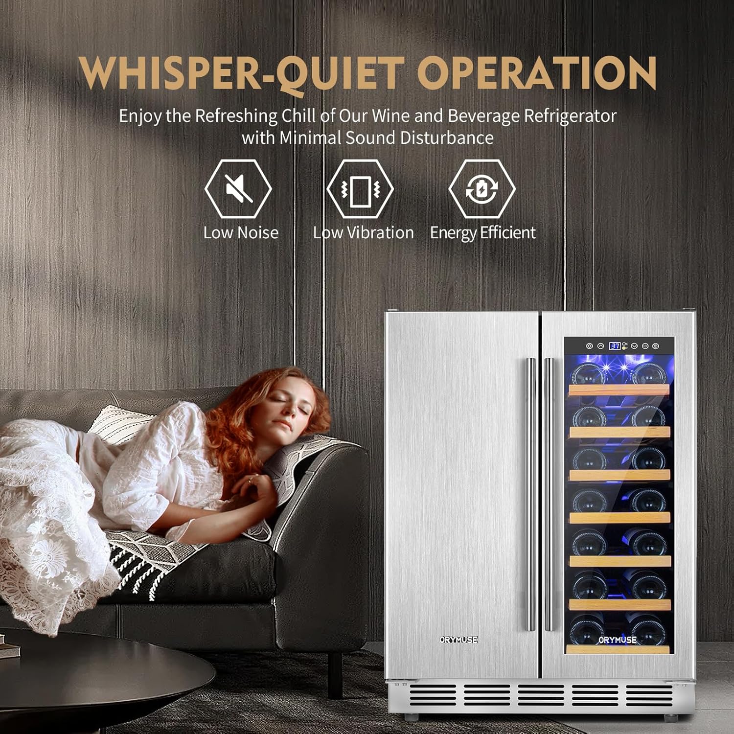 Wine and Beverage Refrigerator, 24 Inch Stainless Steels Beverage Fridge Dual Zone, Wine Beverage