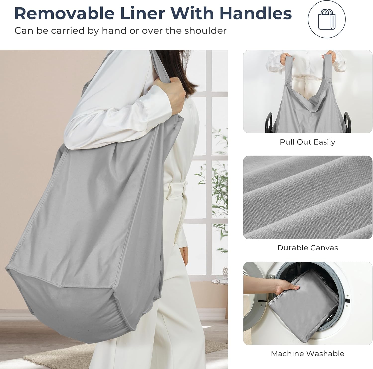 STO STO Laundry Hamper 2 Section, 100L Rolling Laundry Sorter Cart with Removable and Washable