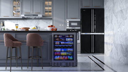 KoolMore 23.4??Inches Small Built-In Glass Door Refrigerator and Beverage Cooler for Soda Cans, 6