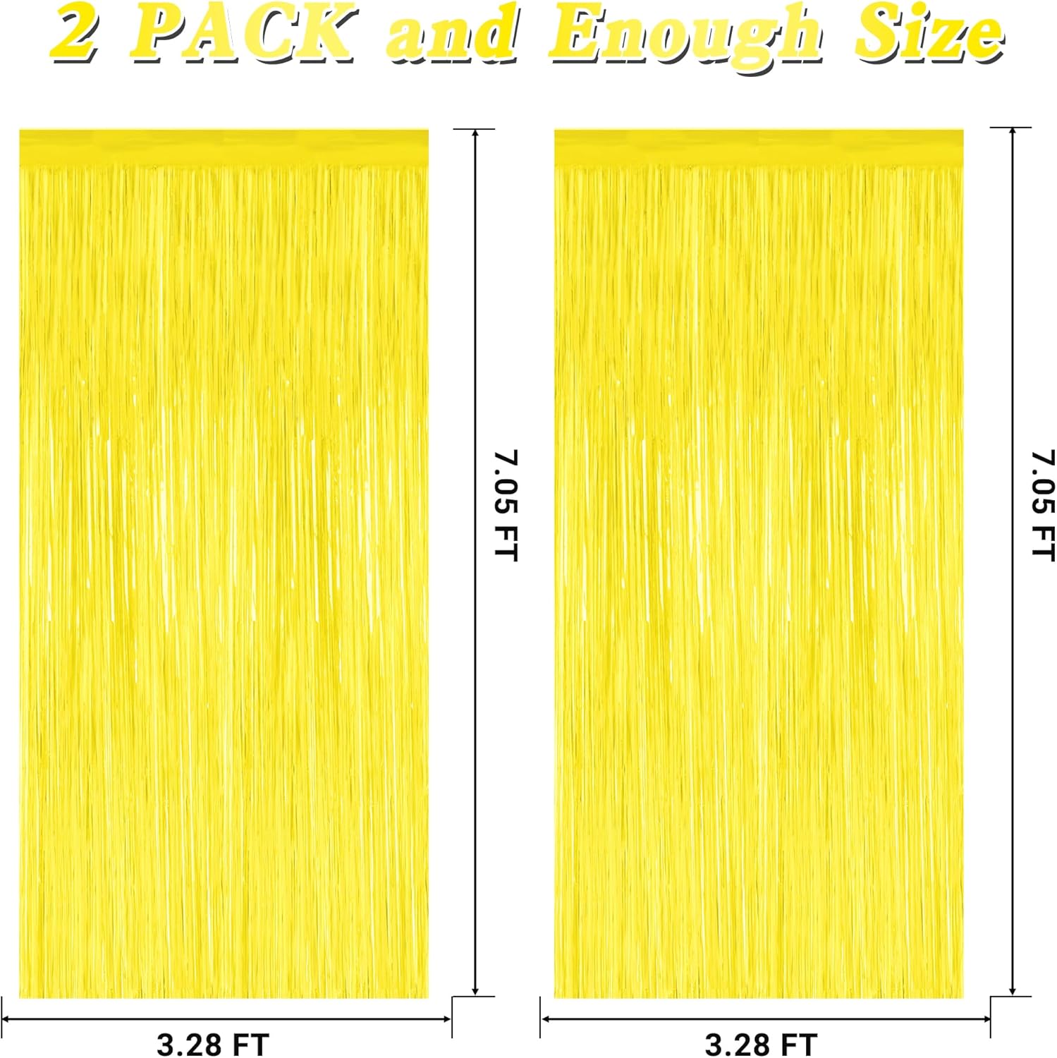 2 Pack Backdrop Curtains, 3.28 FT x 7.05 FT Yellow Color Tinsel Backdrop, Metallic Foil Backdrop