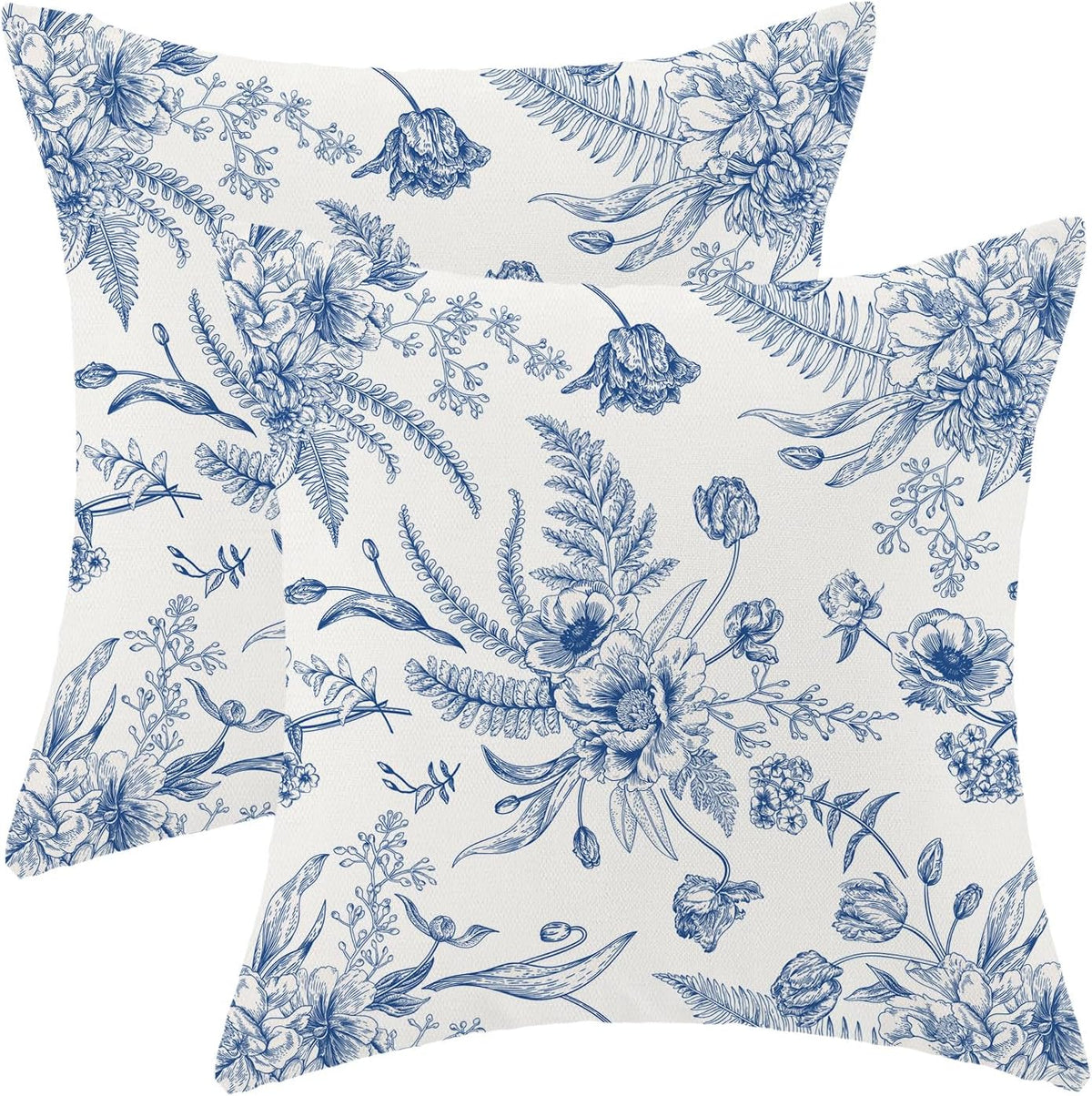CXMEIFLY Spring Floral Leaves Pillow Covers 20 x 20 Inch Set of 2 for Chinoiserie Flowers Decor