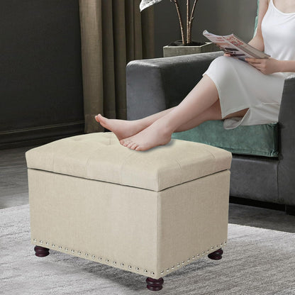 Joveco Storage Ottoman Bench Rectangular Fabric Organization Tufted Footrest for Living Room