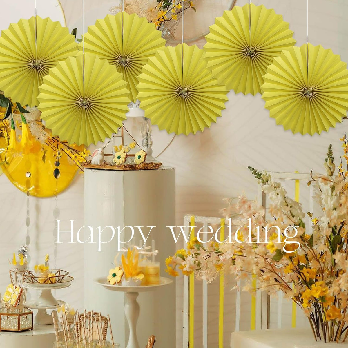 Yellow Party Decorations,Paper Decorations for Party,Lemon Decorations Party Paper Fans Bulk