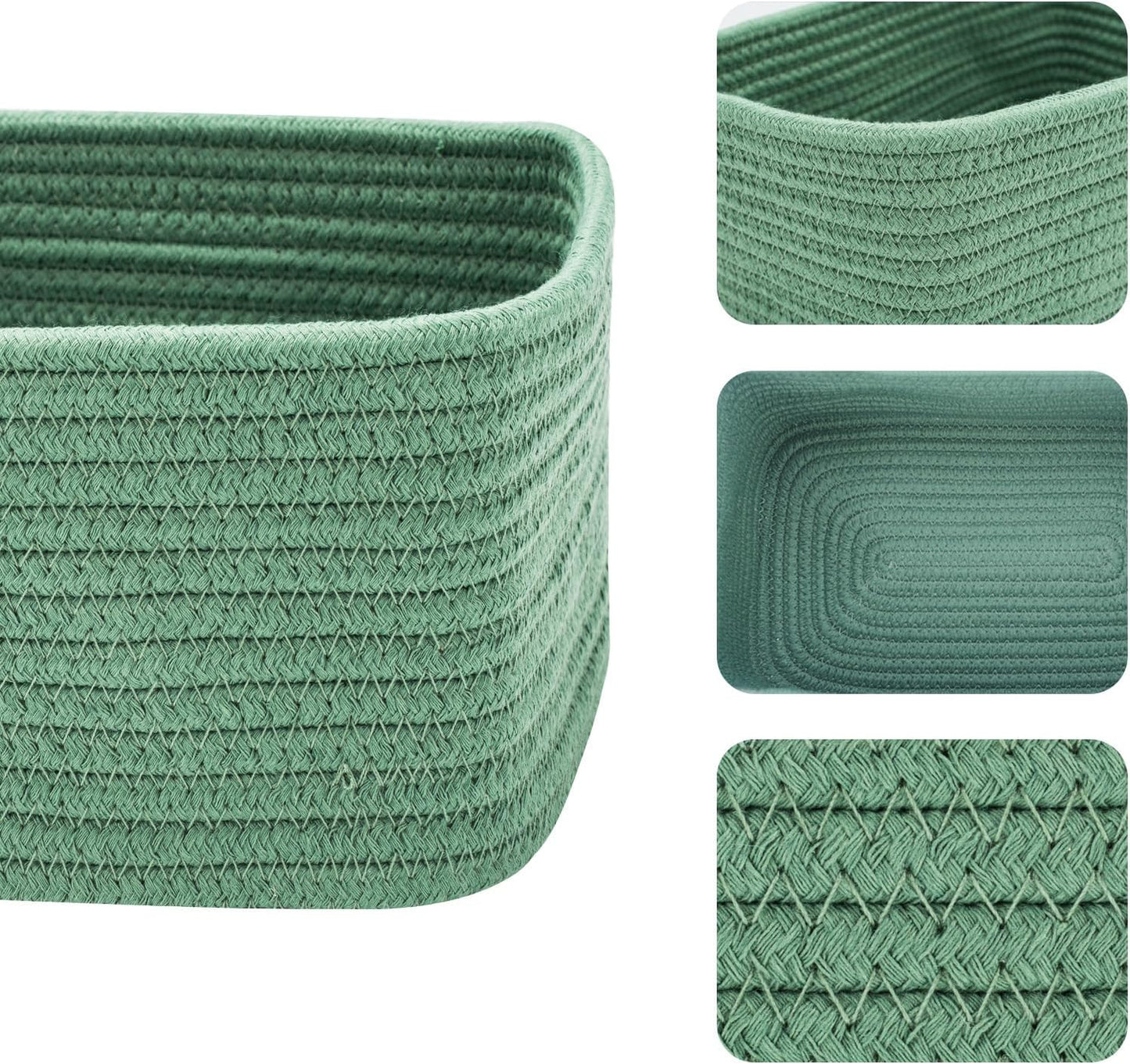 Small Storage Baskets for Organizing | Closet Organizer Bins | Shelf Toy Basket | Woven Rope