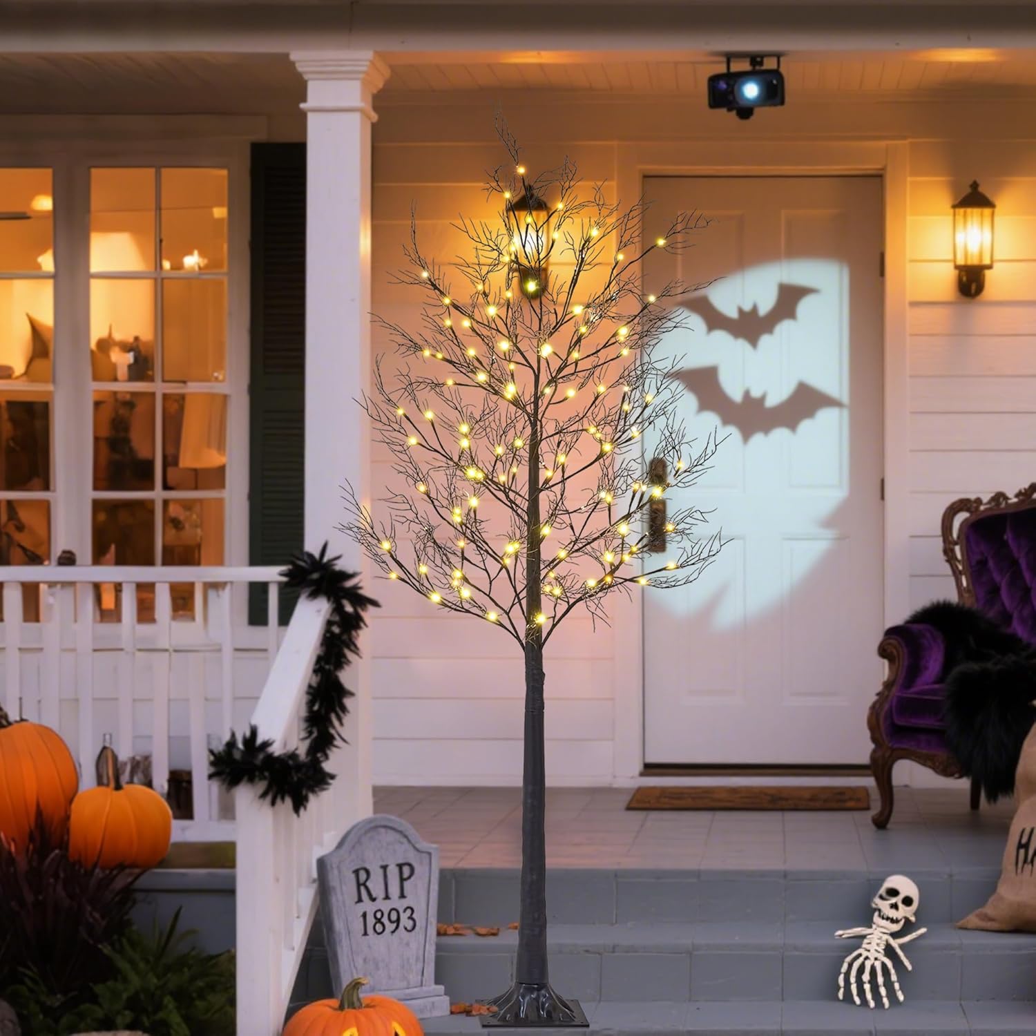 Lightshare 6FT Lighted Willow Tree with 120 Warm LED Lights, Spooky Bare Branch Tree for Indoor