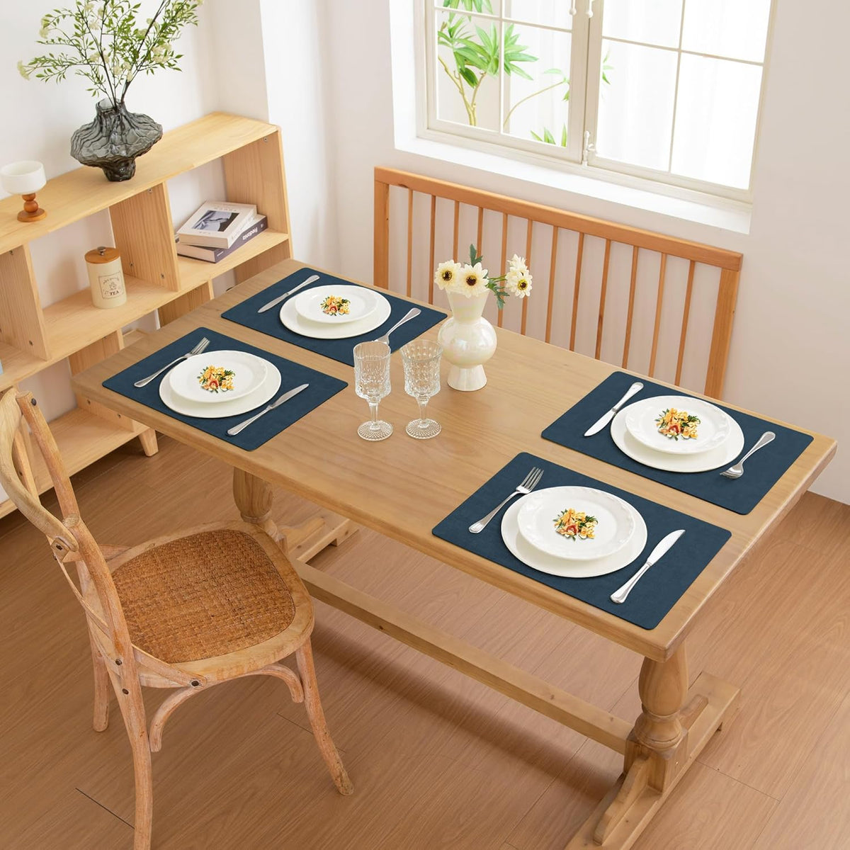 FROMHEART Faux Leather Placemats Set of 8–Waterproof,Heat/Oil Stain-Resistant PU Table