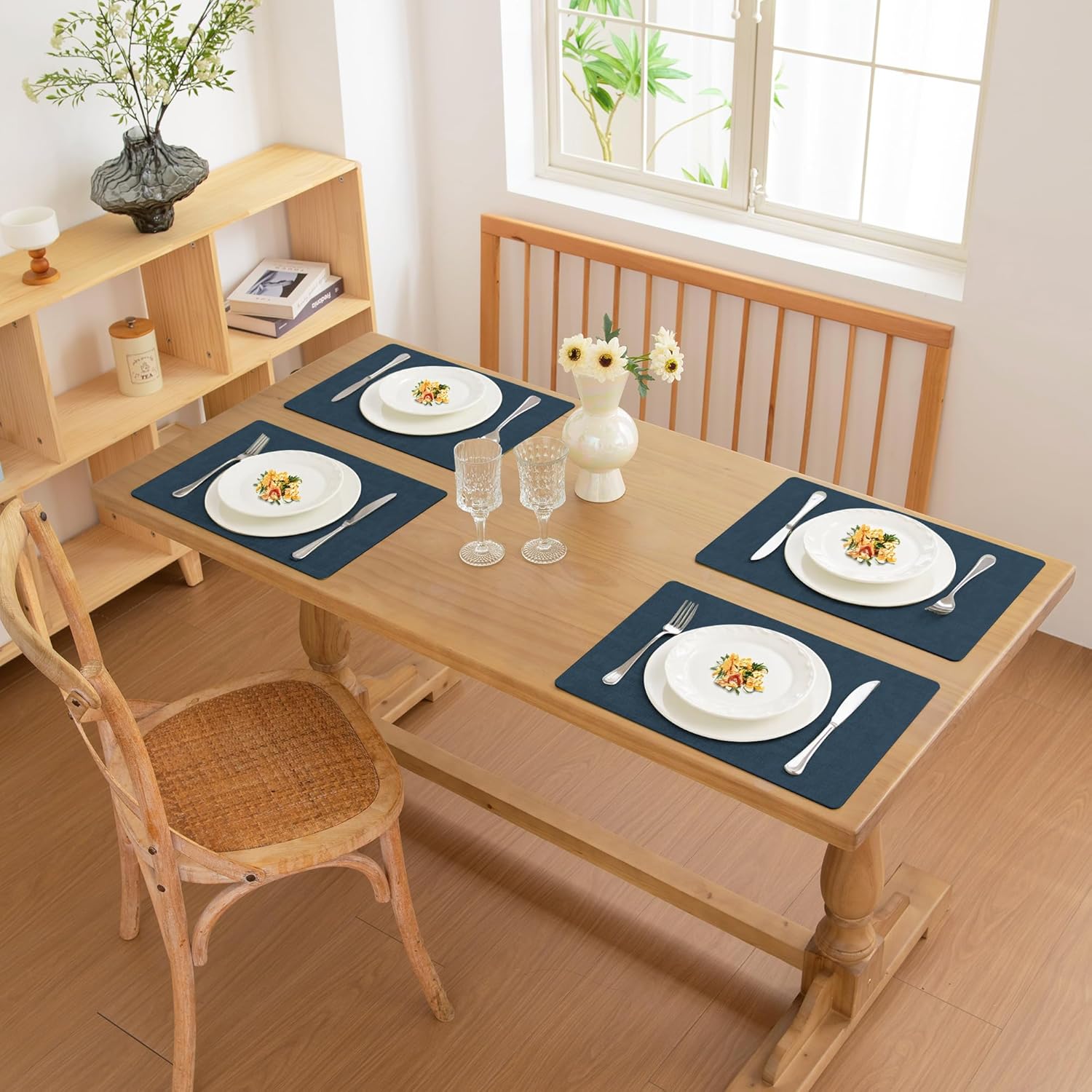 FROMHEART Faux Leather Placemats Set of 12–Waterproof,Heat/Oil Stain-Resistant PU Table
