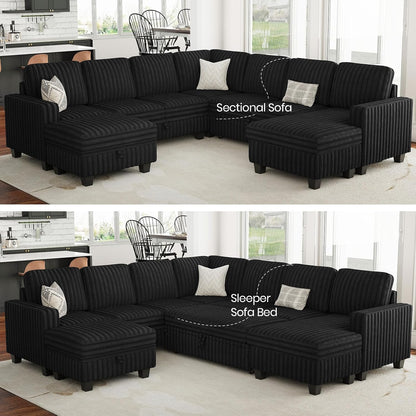 Belffin Oversized Sofa Bed Modular Sectional Sleeper Sofa with Pull Out Bed L Shaped Couch with