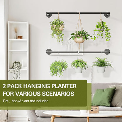2Pc Hanging Planters for Indoor Plants Plant Hanger Indoor Hanging Plant Holder Black Metal