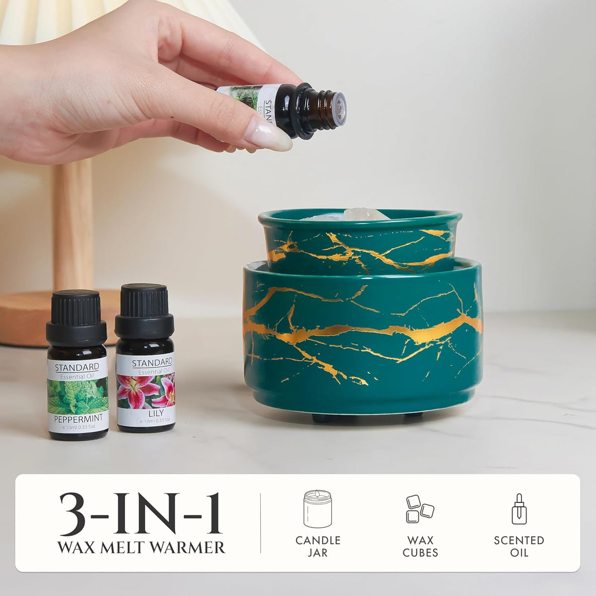 PALANCHY Wax Melt Warmer Ceramic 2-in-1 Oil Burner Electric Candle Wax Warmer Burner Melter
