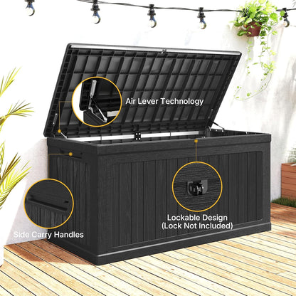 260 Gallon Deck Box Lockable, Outdoor Storage Box Waterproof and UV Resistant, Large Patio Storage
