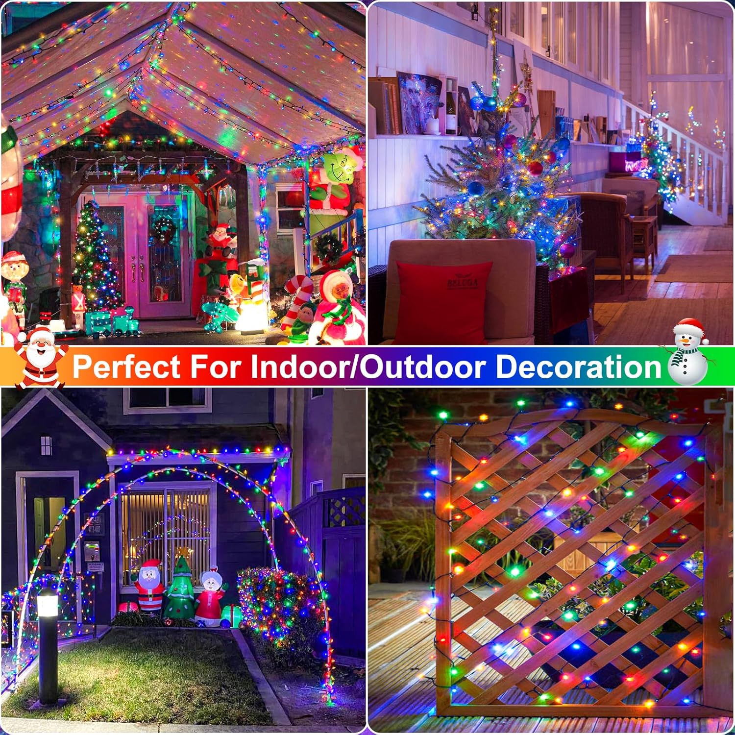 100FT 300 LED Christmas Lights Outdoor, Multicolor Christmas String Lights with 8 Modes Waterproof