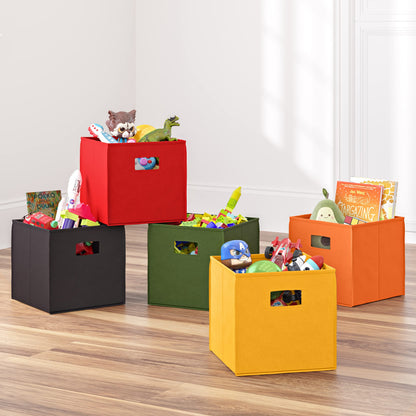 RiverRidge Folding Storage Bins - 4-pack of 10in Tall Black Cubes