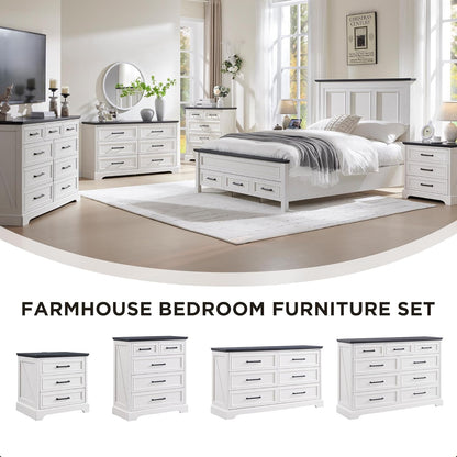 Farmhouse 6 Drawer Dresser for Bedroom, 52 Inch Wide Modern Dresser TV Stand with Large Drawers &