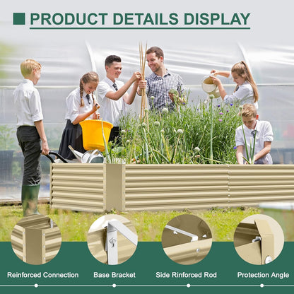 Land Guard 8x4x3ft Rectangular Galvanized Raised Garden Beds, Large-Capacity Metal Planter Box