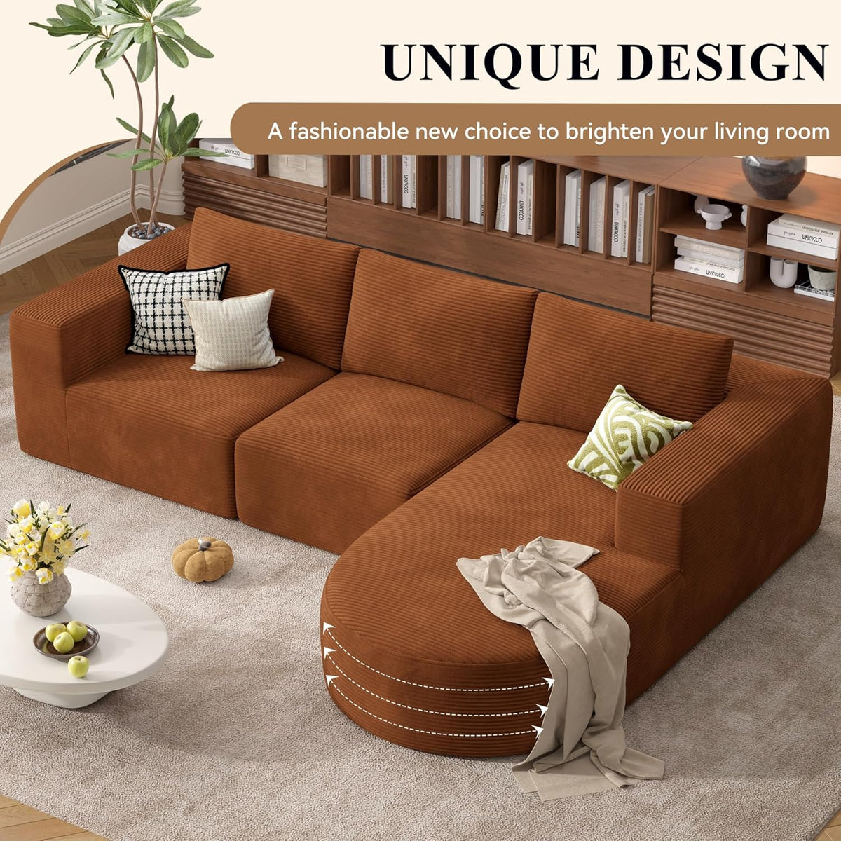 Modular Sectional Sofa with L-Shape Chaise,Cloud Sectional Modern Sleeper Couch with Deep