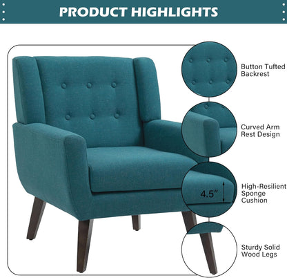 UIXE Accent Chair, Modern Upholstered Armchair in Fabric for Living Room, Comfy Club Arm Chairs