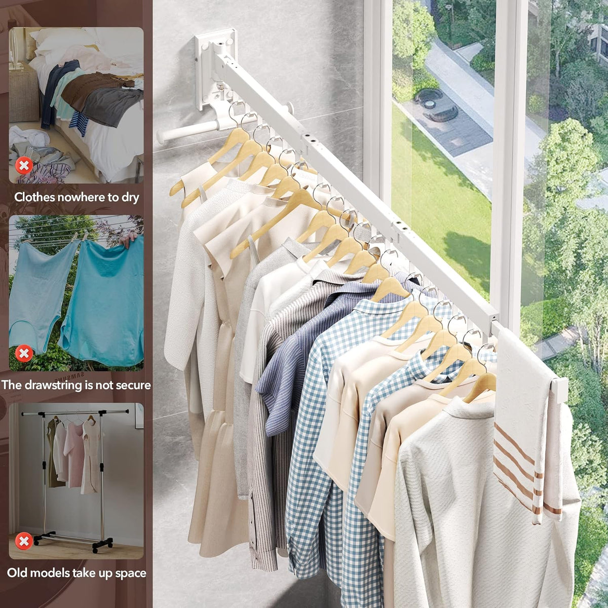 Clothes Drying Rack,Laundry Drying Rack Wall Mount, Wall Mounted Clothes