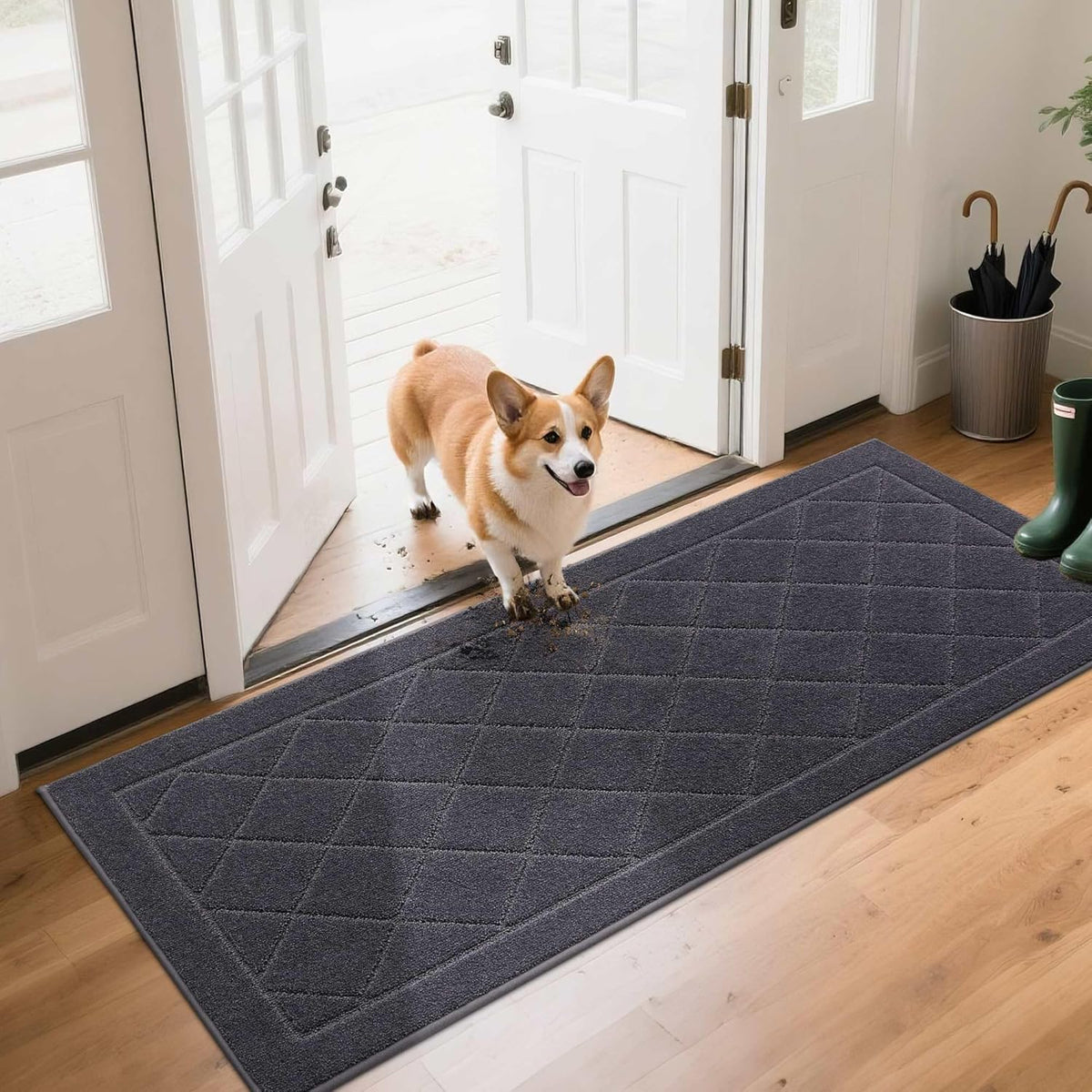 BEQHAUSE Dirt Trapper Door Mat 24" x 60", Doormat Non-Slip Entryway Rugs Washable, Dog Door Mat
