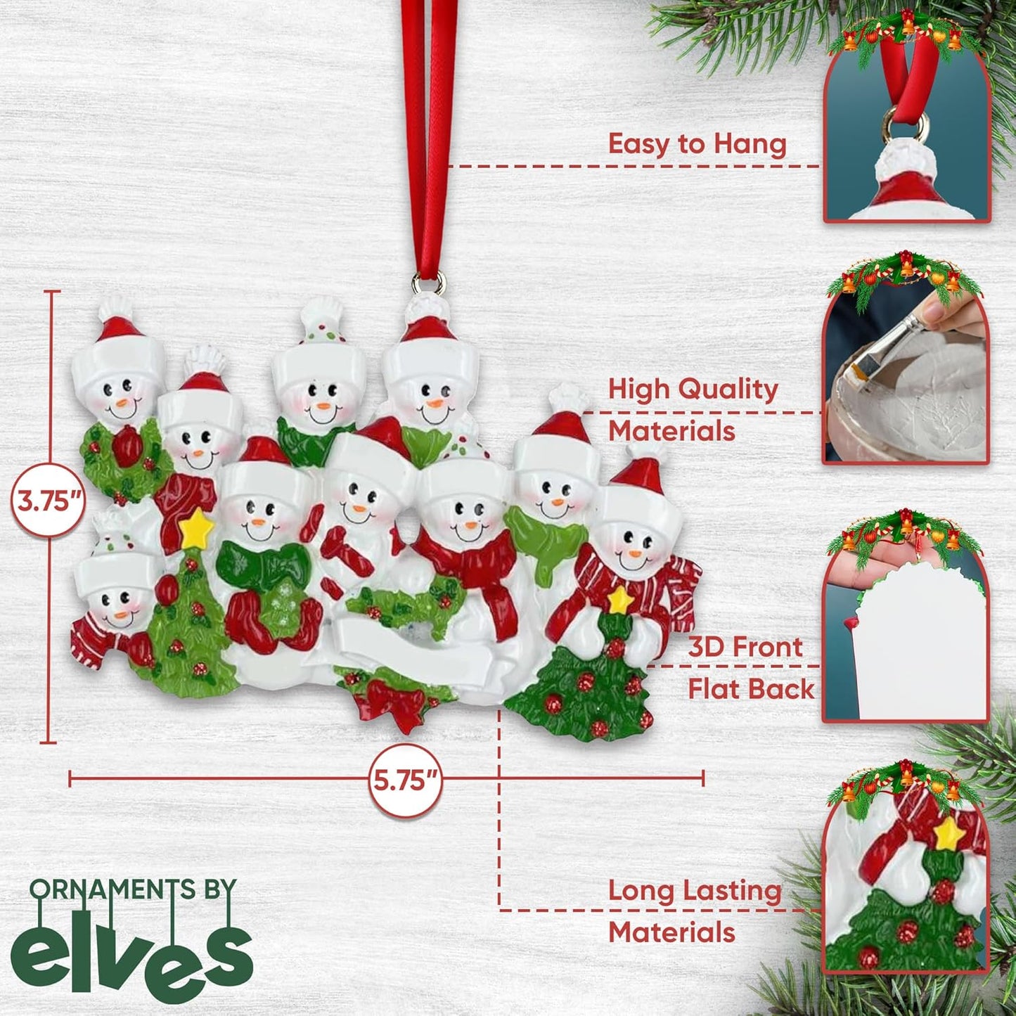3D Snowman Family of 10 Ornament 2025 Personalized Family Christmas Ornaments 2025 | Snow People