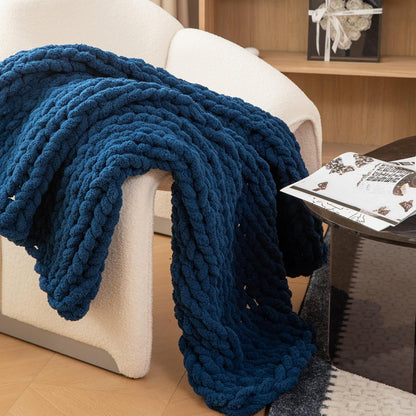WESHIONGOO Chunky Knit Blanket Throw 40"*40" Knitted Throw Blankets for Couch Bed Fluffy Soft