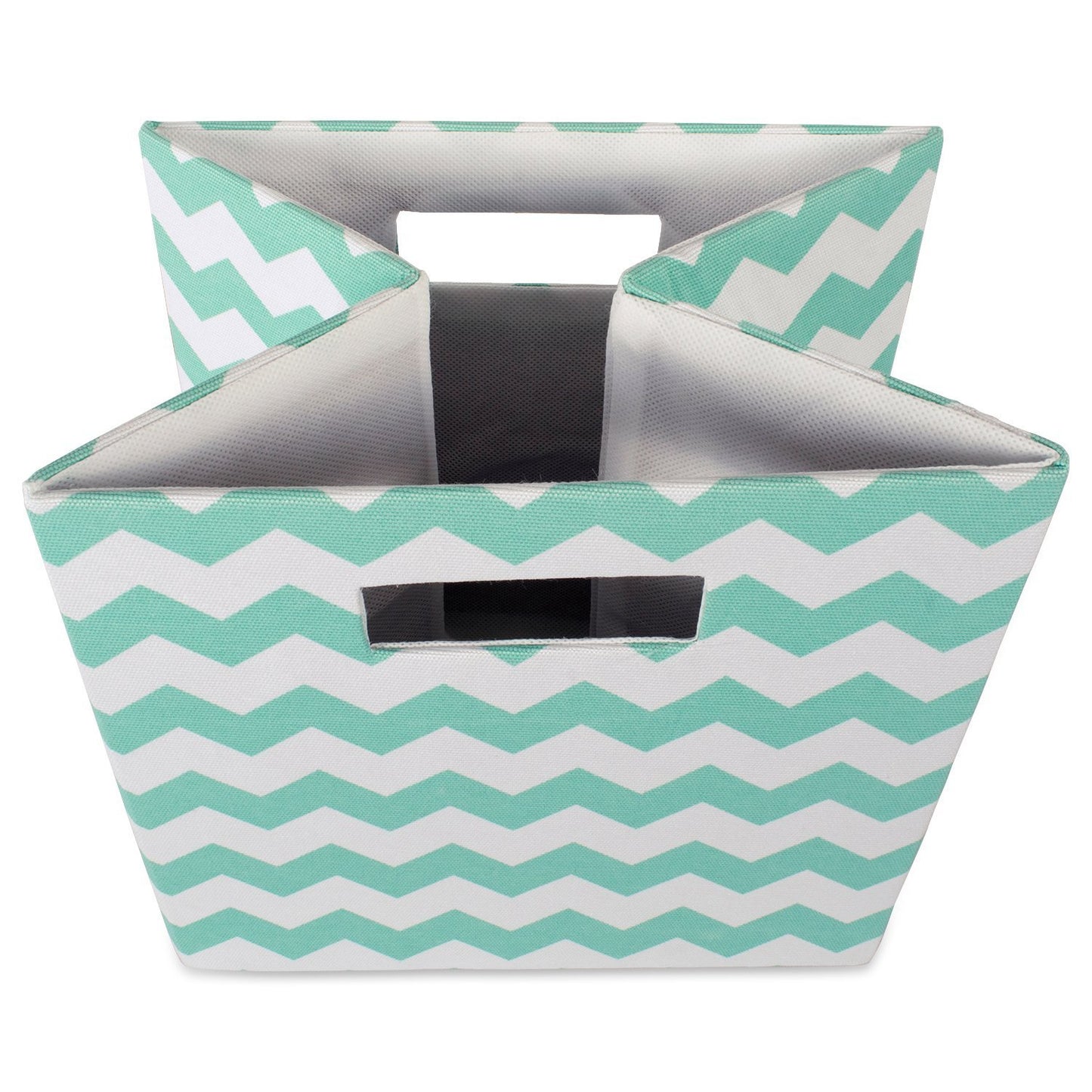 DII Collapsible Polyester Storage Cube, Chevron, Aqua, Large