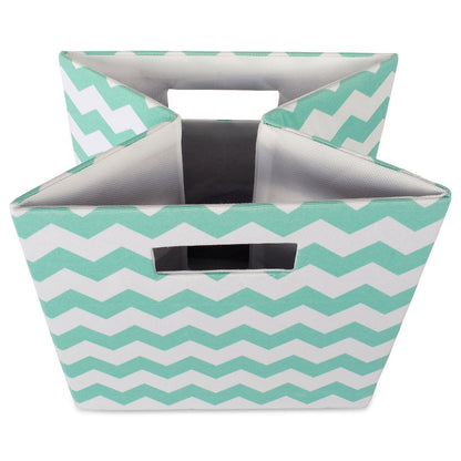 DII Collapsible Polyester Storage Cube, Chevron, Aqua, Large