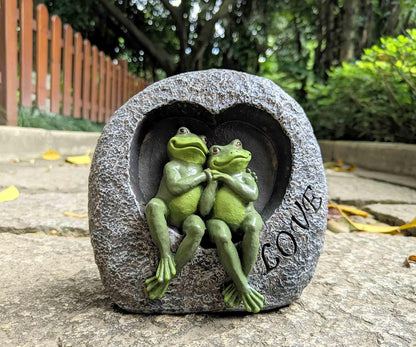 Artisan Flair Lover Frog Statues for Garden - Resin Frogs Couple Figurines Romantic - Yard Animal