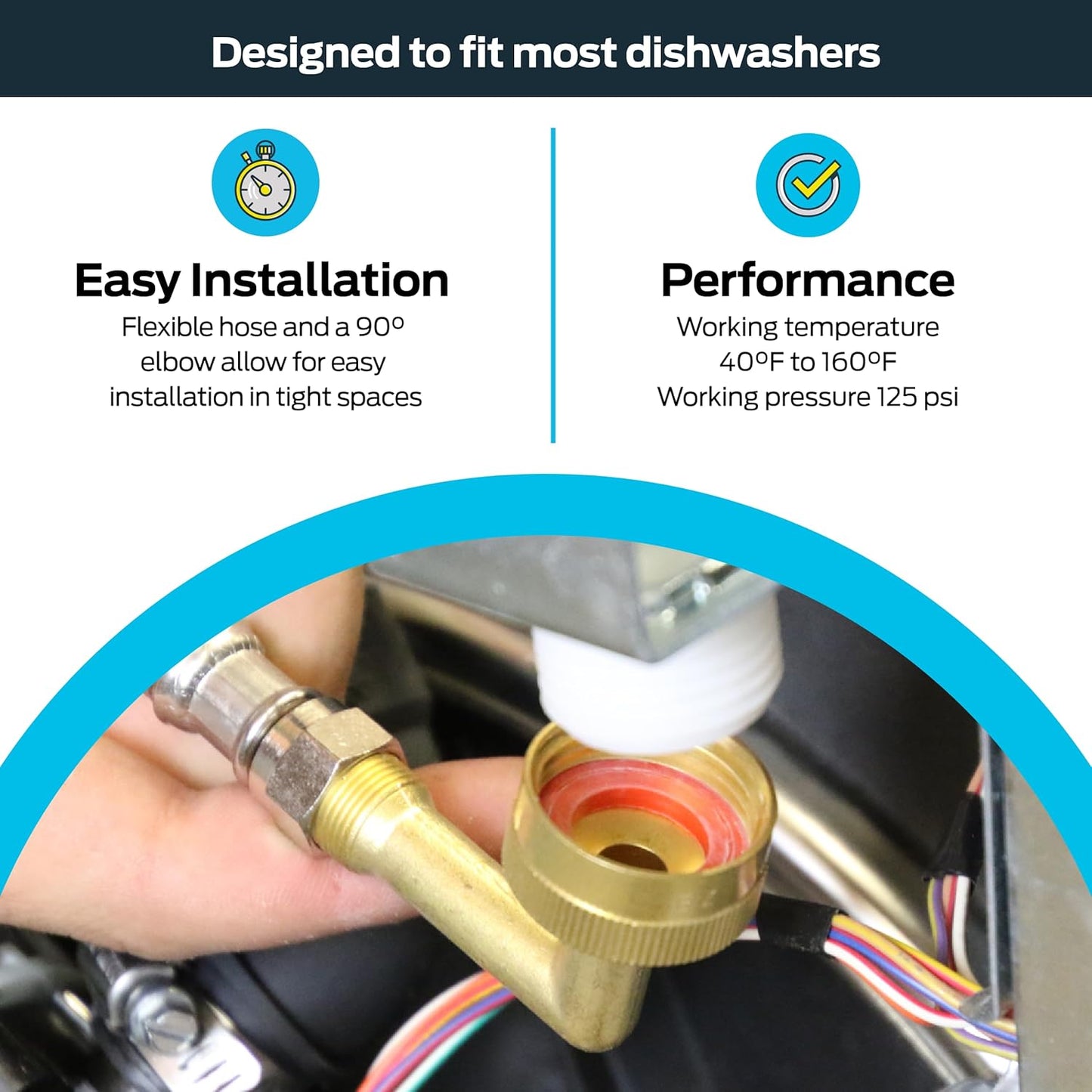 Eastman Dishwasher Installation Kit, 12 Foot Hose with Adapters, 3/8 Inch MIP x 3/4 Inch FHT
