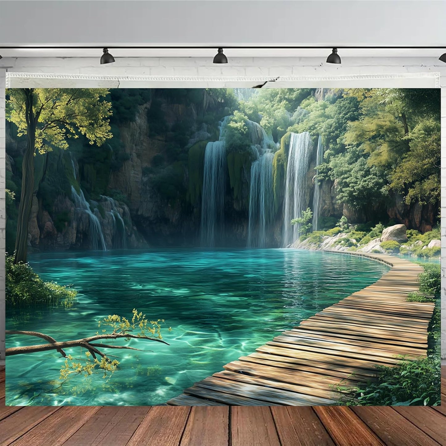 BSFHH Nature Tapestry Forest Tree Sea Cave Wall Hanging, Stream Through Rainforest Landscape Wall