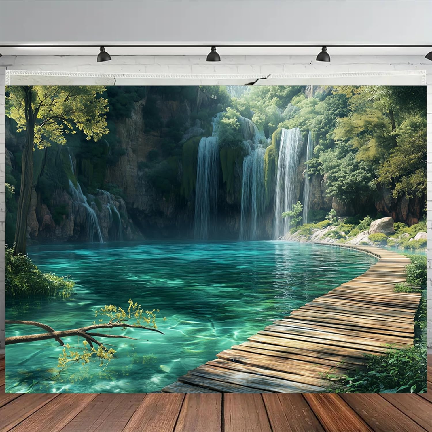 BSFHH Nature Tapestry Forest Tree Sea Cave Wall Hanging, Stream Through Rainforest Landscape Wall