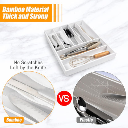 Kitchen Silverware Drawer Organizer and Storage Deep Cookware Utensil Cutlery Rack Office Drawer