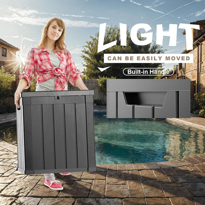 51 Gallon Resin Deck Box, Lockable Patio Outdoor Storage Box for Furniture, Garden Tools and Tools
