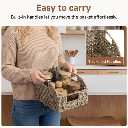 StorageWorks Seagrass Storage Baskets, Pantry Baskets, Natural, 2-Pack