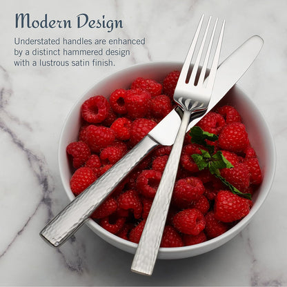 Mikasa Oliver Satin Flatware Set for 12, 65 Piece 18/10 Stainless Steel Silverware with Stylish