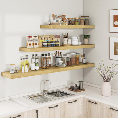 RICHFOCUS 40Inch Floating Shelves for Wall 2 Pack Shelves for Bedroom|Kitchen|Bathroom Wall Mounted