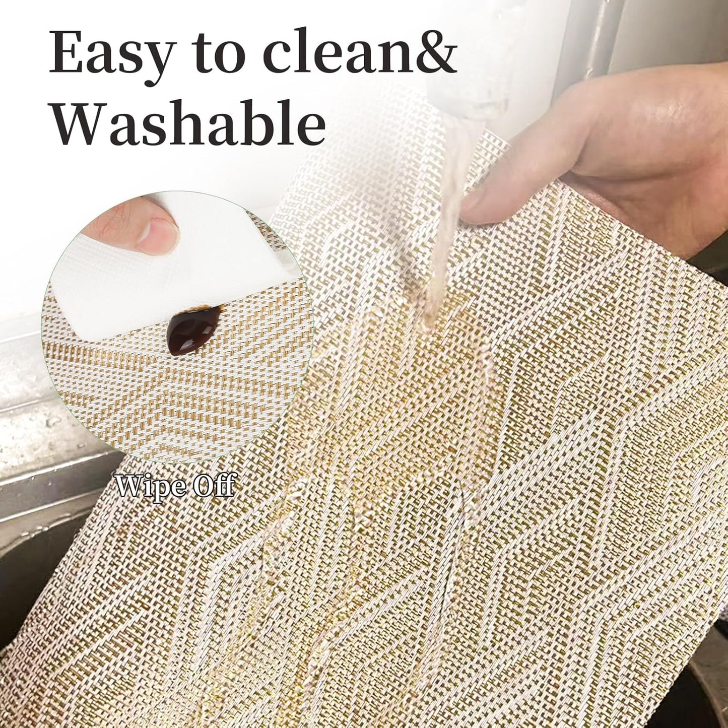 Vinyl Plastic Placemats Set of 6 Washable Heat Resistant Non-Slip Elegant Indoor Outdoor Kitchen