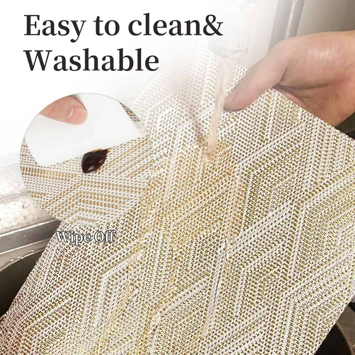Vinyl Plastic Placemats Set of 6 Washable Heat Resistant Non-Slip Elegant Indoor Outdoor Kitchen