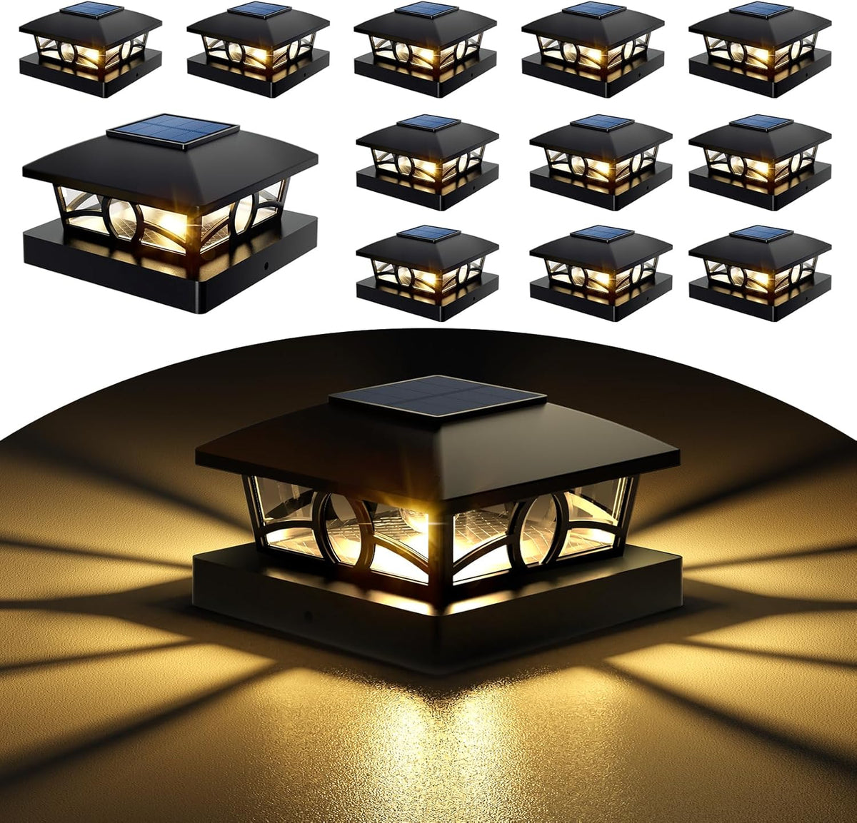 NIORSUN Solar Post Lights Outdoor, Fence Post Solar Lights Warm White Outdoor Waterproof Edison LED