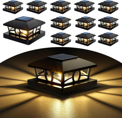NIORSUN Solar Post Lights Outdoor, Fence Post Solar Lights Warm White Outdoor Waterproof Edison LED