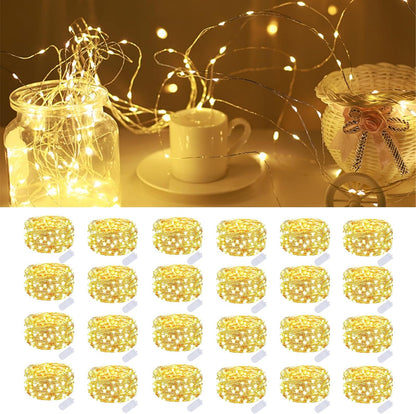 24 Pack Fairy Lights Battery Operated 7 Feet 20 Led Christmas Twinkle String Lights Silver Wire