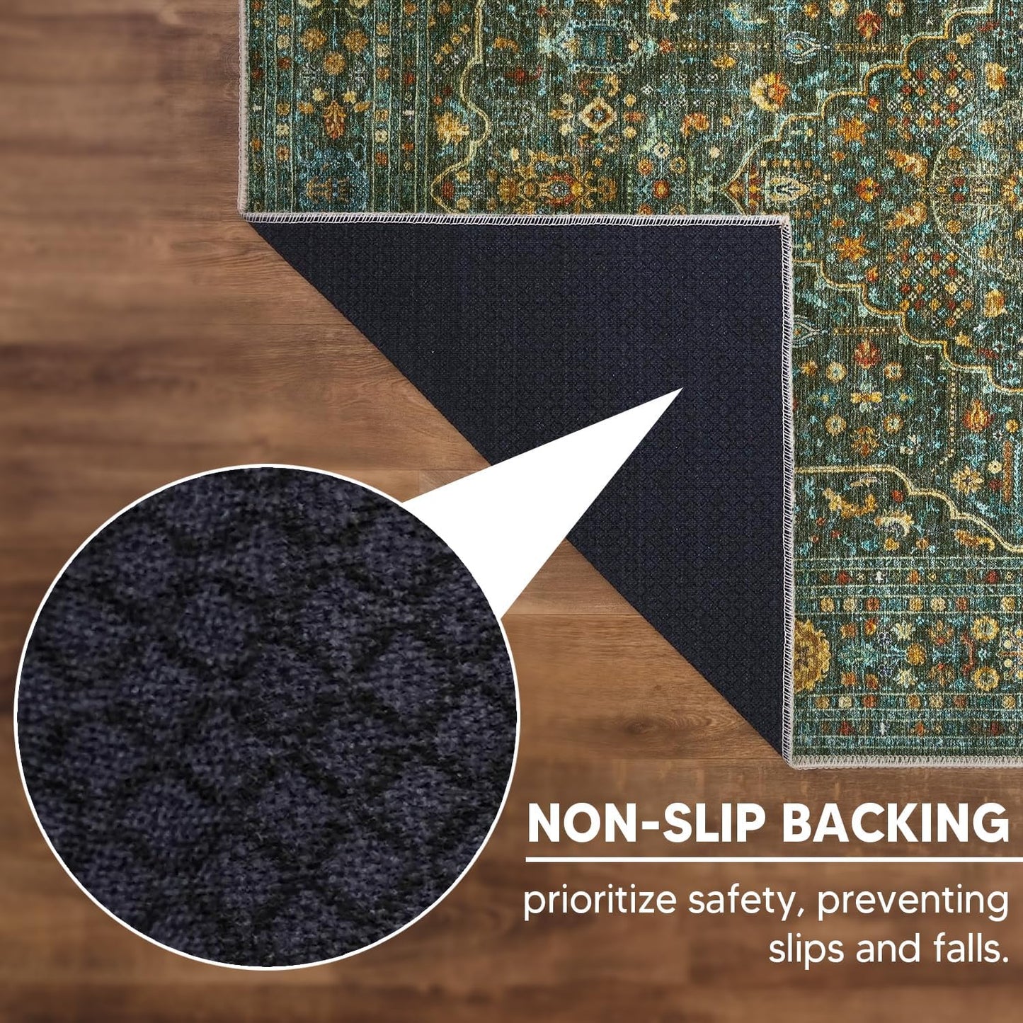 Keen Home Design 2x7 Rug - Machine Washable Runner Rug with Non-Slip Backing, Ideal for Hallway