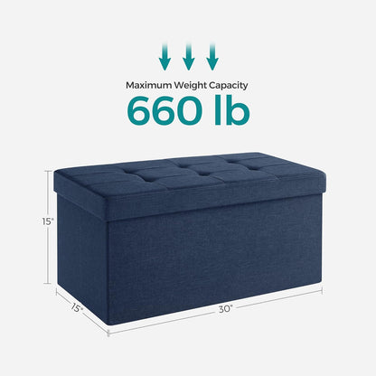 SONGMICS MAZIE Collection - 30 Inches Folding Storage Ottoman Bench, Ottoman Foot Rest, End of Bed