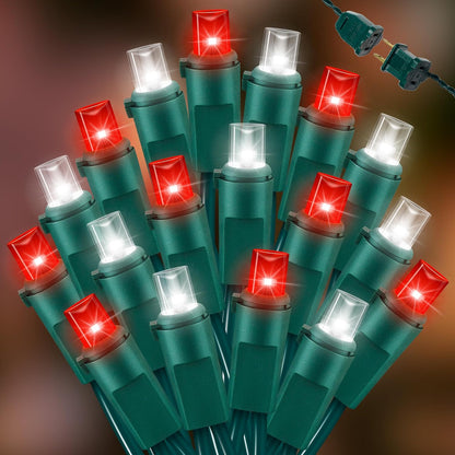 100 Count RED and White - String Lights - 21.6FT LED Christmas Lights, Mini led Lights for Indoor