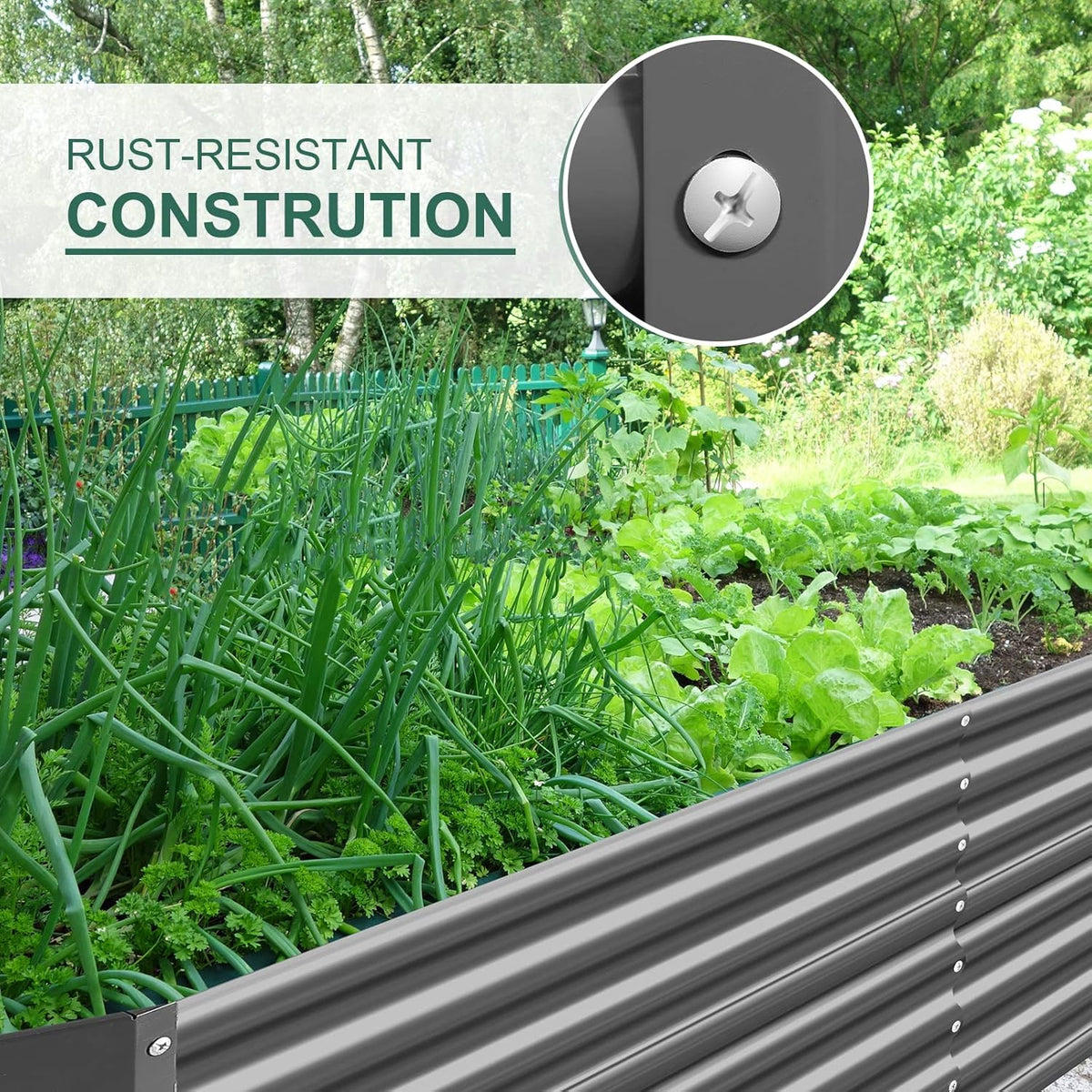 Land Guard 6×3×2 ft Galvanized Raised Garden Bed Kit, Galvanized Planter Raised Garden Boxes